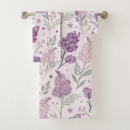 Soft Pink and Purple Lilac Floral Pattern   Bad Handdoek