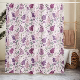 Soft Pink and Purple Lilac Floral Pattern   Douchegordijn