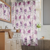 Soft Pink and Purple Lilac Floral Pattern   Douchegordijn