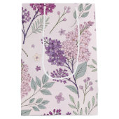 Soft Pink and Purple Lilac Floral Pattern   Medium Cadeauzakje (Achterkant)