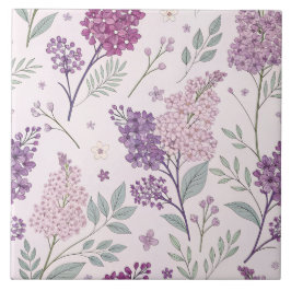 Soft Pink and Purple Lilac Floral Pattern   Tegeltje