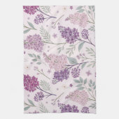 Soft Pink and Purple Lilac Floral Pattern   Theedoek (Verticaal)