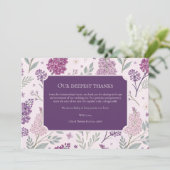 Soft Pink and Purple Lilac Floral Wedding  Bedankkaart (Staand voorkant)