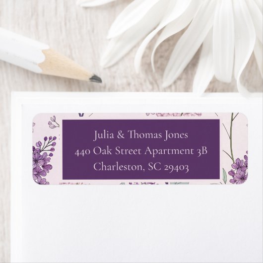 Soft Pink and Purple Lilac Floral Wedding  Etiket (Insitu)