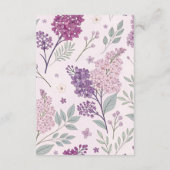Soft Pink and Purple Lilac Floral Wedding  Informatiekaartje (Achterkant)