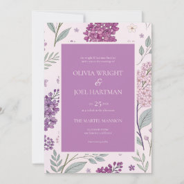 Soft Pink and Purple Lilac Floral Wedding  Kaart
