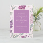 Soft Pink and Purple Lilac Floral Wedding  Kaart (Staand voorkant)