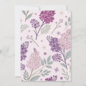 Soft Pink and Purple Lilac Floral Wedding  Kaart (Achterkant)