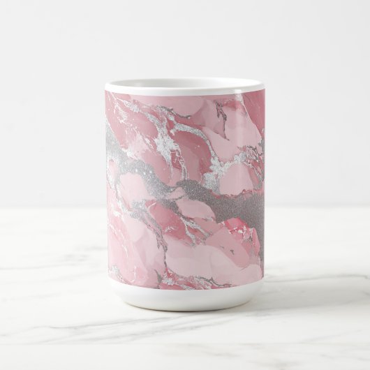 Soft Pink and Silver Marble-Like Pattern Koffiemok (Center)