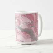 Soft Pink and Silver Marble-Like Pattern Koffiemok (Voorkant rechts)