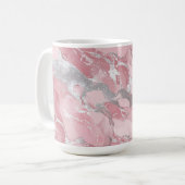 Soft Pink and Silver Marble-Like Pattern Koffiemok (Voorkant links)