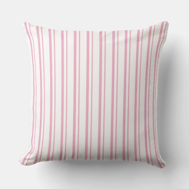 Soft Pink and White strips Kussen (Voorkant)