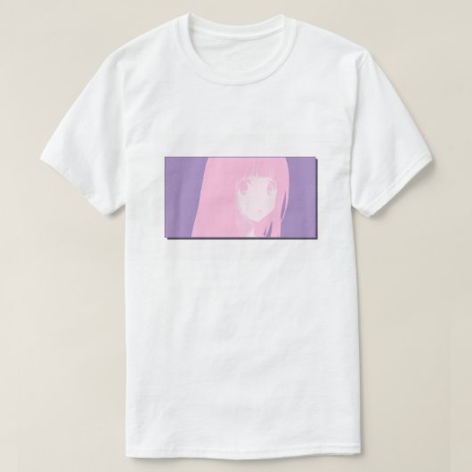 Soft Pink Anime Girl - Pastel Vaporwave Art T-shirt (Design voorkant)
