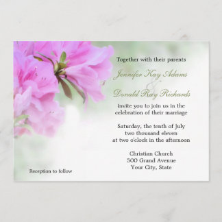 Soft Pink Azaleas Wedding of Party Invitations Kaart