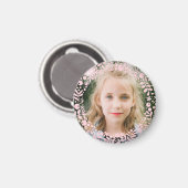 Soft Pink Berry Border Frame Photo Magneet (Voorkant / Achterkant)