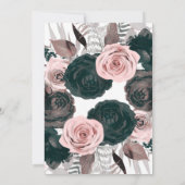 Soft Pink & Black Floral Greenery White Wedding Kaart (Achterkant)