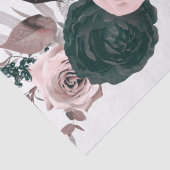 Soft Pink & Black Floral Greenery White Wedding Tissuepapier (Detail)