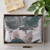 Soft Pink & Black Floral Greenery White Wedding Tissuepapier (Geschenk)