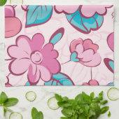 Soft Pink Bloom Floral Pattern Custom Name Theedoek (Gevouwen)