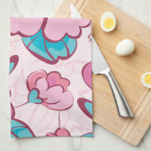 Soft Pink Bloom Floral Pattern Custom Name Theedoek (Quarter Fold)