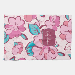 Soft Pink Bloom Floral Pattern Custom Name Theedoek