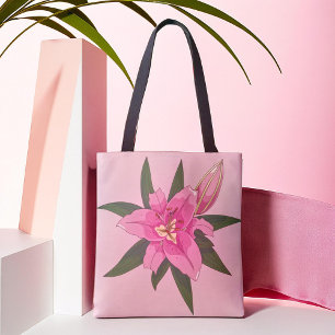 Soft Pink Blooming Lily Grocery Bag Tote Bag