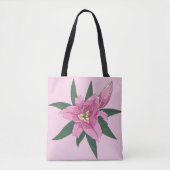 Soft Pink Blooming Lily Grocery Bag Tote Bag (Voorkant)