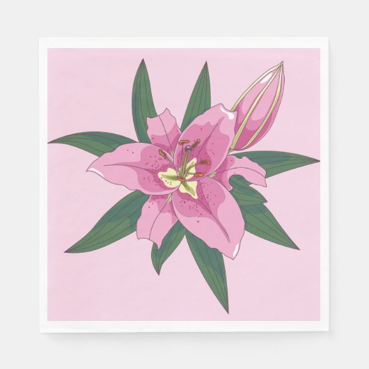 Soft Pink Blooming Lily Servet (Voorkant)