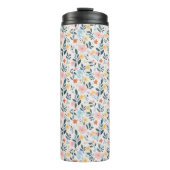 Soft Pink Blue Ditsy Flower Print Thermosbeker (Voorkant)