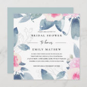 SOFT PINK BLUE WATERVERF VRIJGEZELLENFEEST KAART (Voorkant / Achterkant)