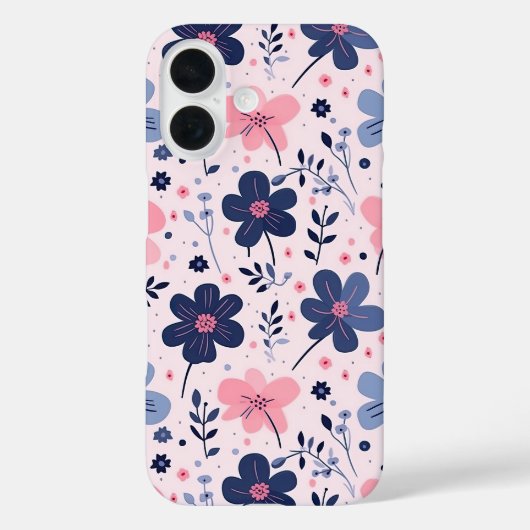 Soft Pink Blue Wildflower Meadow Aesthetic Case-Mate iPhone Case (Achterkant)