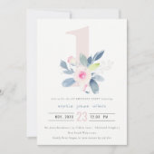 SOFT PINK BLUSH BLUE FLORAL 1st ELKE LEEFTIJD BIRT Kaart (Voorkant)