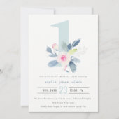 SOFT PINK BLUSH BLUE FLORAL 1st ELKE LEEFTIJD BIRT Kaart (Voorkant)