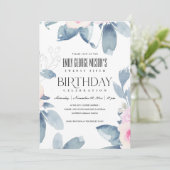 SOFT PINK BLUSH BLUE FLORAL 25th ANY OUD BIRTHDAY Kaart (Staand voorkant)