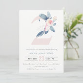 SOFT PINK BLUSH BLUE FLORAL 2nd ANY AGE BIRTHDAY Kaart (Staand voorkant)