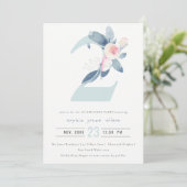 SOFT PINK BLUSH BLUE FLORAL 2nd ANY AGE BIRTHDAY Kaart (Staand voorkant)