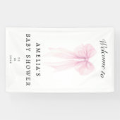 Soft Pink Blush Bow Baby Girl Shower Banner (Horizontaal)