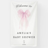Soft Pink Blush Bow Baby Girl Shower Banner (Verticaal)