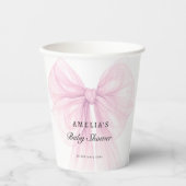 Soft Pink Blush Bow Baby Girl Shower Papieren Bekers (Voorkant)