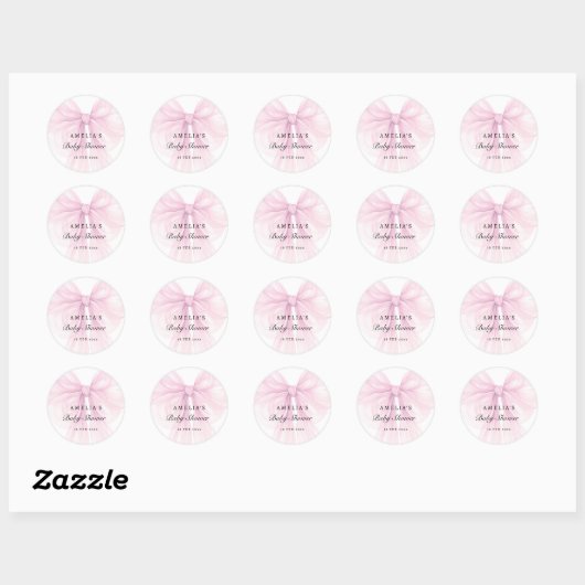 Soft Pink Blush Bow Baby Girl Stickers (Vel)