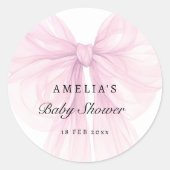Soft Pink Blush Bow Baby Girl Stickers (Voorkant)