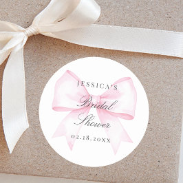 Soft Pink Blush Ribbon Bow Vrijgezellenfeest Ronde Sticker