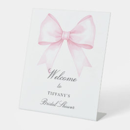 Soft Pink Blush Ribbon Bow Vrijgezellenfeest Welko Reclamebord Met Voetstuk