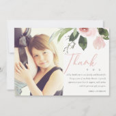 SOFT PINK BLUSH ROOS BABY SHOWER DANK U FOTO KAART (Voorkant)