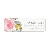SOFT PINK BLUSH ROOS WATERVERF FLORAL ADRES ETIKET (Voorkant)