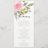 SOFT PINK BLUSH ROOS WATERVERF FLORAL WEDING MENU (Voorkant)