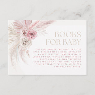 Soft Pink Boho Arch Boeken voor Baby Informatiekaartje