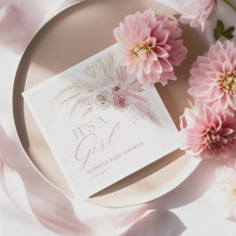 Soft Pink Boho Arch Girl Baby shower Servet