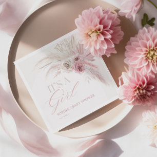 Soft Pink Boho Arch Girl Baby shower Servet