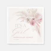 Soft Pink Boho Arch Girl Baby shower Servet (Voorkant)